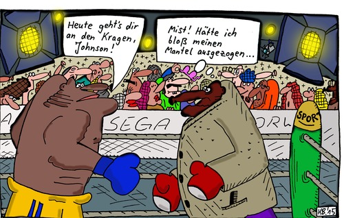 Cartoon: JOHNSON (medium) by Leichnam tagged kleidung,mantel,kragen,kampfsport,boxen,boxer,johnson,fight