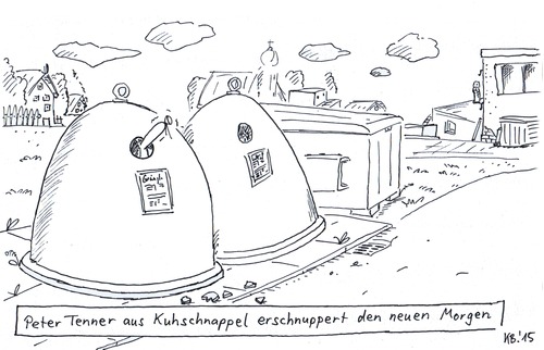 Cartoon: Stille (medium) by Leichnam tagged stille,peter,tenner,kuhschnappel,schnuppern,neuer,morgen,altglas,iglu