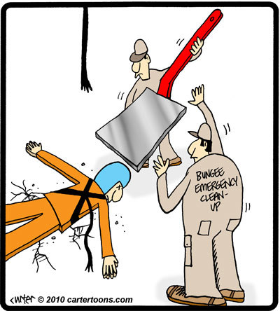 Cartoon: Bungee spatula (medium) by cartertoons tagged bungee,fall,spatula,emergency