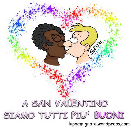 Cartoon: Saint Valentine Extended (medium) by sdrummelo tagged gay,homophobia,xenophobia,racism,kiss,sain,valentine