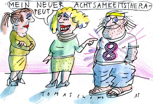 Cartoon: Achtsamkeit (medium) by Jan Tomaschoff tagged psyche,therapie,achtsamkeit,psyche,therapie,achtsamkeit