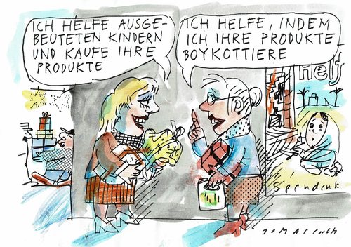 Cartoon: Ausbeutung (medium) by Jan Tomaschoff tagged globalisierung,fair,trade,kinderarbeit,globalisierung,fair,trade,kinderarbeit
