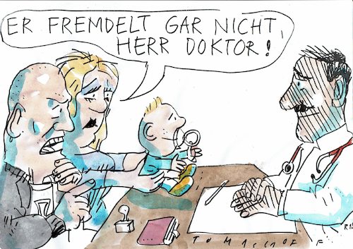Cartoon: fremd (medium) by Jan Tomaschoff tagged fremdenangst,xenophobie,intoleranz,fremdenangst,xenophobie,intoleranz
