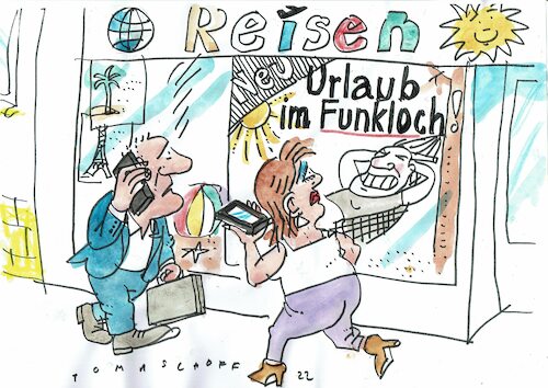Cartoon: Funkloch (medium) by Jan Tomaschoff tagged erreichbarkeit,handy,stress,erreichbarkeit,handy,stress