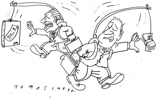Cartoon: Gier (medium) by Jan Tomaschoff tagged banken,finanzkrise,aktienkurse,crash,wall,street,usa,bank
