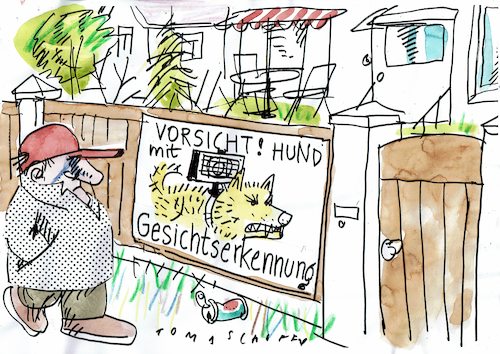 Cartoon: Hund (medium) by Jan Tomaschoff tagged gesichtserkennung,privatsphäre,gesichtserkennung,privatsphäre