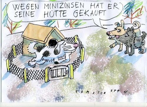 Cartoon: Immobilie (medium) by Jan Tomaschoff tagged minizinsen,immobilien,minizinsen,immobilien