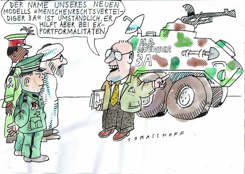 Cartoon: Menschenrechte (medium) by Jan Tomaschoff tagged waffenexport,krisen,menschenrechte,waffenexport,krisen,menschenrechte