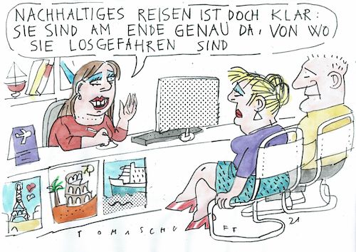 Cartoon: nachhaltig reisen (medium) by Jan Tomaschoff tagged reisen,umwelt,nachhaltigkeit,reisen,umwelt,nachhaltigkeit
