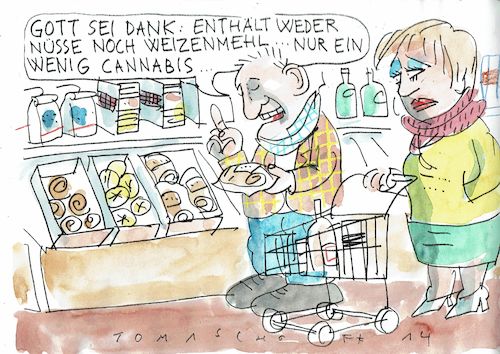 Cartoon: Nahrung (medium) by Jan Tomaschoff tagged schadstoffe,allergien,angst,cannabis,schadstoffe,allergien,angst,cannabis