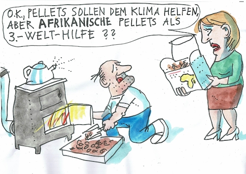 Cartoon: Pellets (medium) by Jan Tomaschoff tagged pellets,heizung,umwelt,afrika,pellets,heizung,umwelt,afrika