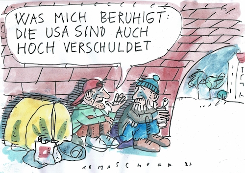 Cartoon: Schulden (medium) by Jan Tomaschoff tagged usa,schulden,usa,schulden