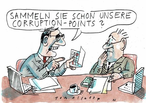 Cartoon: Treuepunkte (medium) by Jan Tomaschoff tagged korruption,korruption