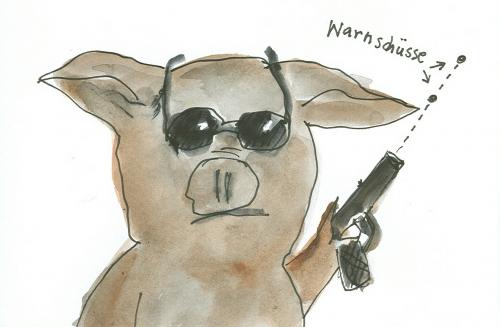 Cartoon: Schwein zögerlich (medium) by <b>nele andresen</b> tagged schwein,gangster ... - schwein_zoegerlich_66715