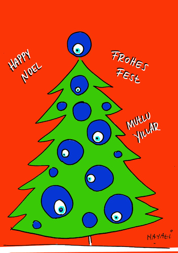 Cartoon: Frohes Fest (medium) by Hayati tagged noel,weihnachten,fest,weihnachtsbaum,nazar,boncugu,hayati,boyacioglu,berlin,noel,weihnachten,fest,weihnachtsbaum,nazar,boncugu,hayati,boyacioglu,berlin