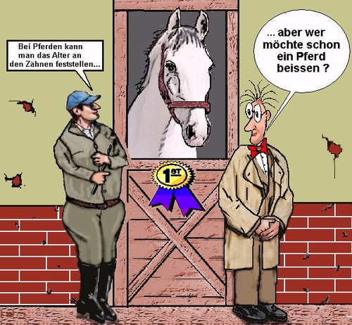 Cartoon: Missverständnis (medium) by sier-edi tagged reiter,alter,zähne,pferd