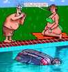 Cartoon: Herzlich willkommen im Pool (small) by sier-edi tagged swimmingpool,auto,unfall,schaden,kaputt,frau