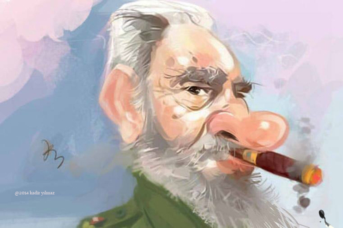 Cartoon: Fidel Castro (medium) by kadiryilmaz tagged fidel,castro,comandante,revolution,cuba