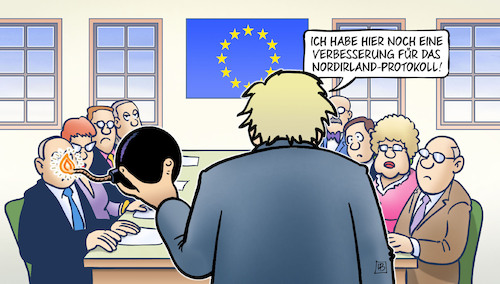 Cartoon: Nordirland-Protokoll (medium) by Harm Bengen tagged verbesserung,nordirlandprotokoll,gb,uk,johnson,bombe,brexit,eu,europa,haus,bengen,cartoon,karikatur,verbesserung,nordirlandprotokoll,gb,uk,johnson,bombe,brexit,eu,europa,haus,bengen,cartoon,karikatur