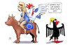 Cartoon: Frankreich mahnt Deutschland (small) by Harm Bengen tagged frankreich,mahnt,deutschland,lemaire,finanzminister,gallischer,hahn,adler,michel,europa,stier,harm,bengen,cartoon,karikatur