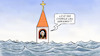 Cartoon: Kirche geht unter (small) by Harm Bengen tagged katholische,kirche,untergang,kirchturm,wasser,synodaler,weg,missbrauch,skandal,austritte,harm,bengen,cartoon,karikatur