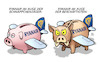 Cartoon: Ryanair-Versionen (small) by Harm Bengen tagged ryanair,schnäppchenjäger,beschäftigte,piloten,gewerkschaften,fluggesellschaft,sparschweine,wildschweine,harm,bengen,cartoon,karikatur