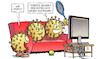 Cartoon: Satz an Djokovic (small) by Harm Bengen tagged djokovic,gewinnt,ersten,satz,australien,tv,tennis,viren,corona,harm,bengen,cartoon,karikatur