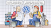 Cartoon: VW-Corona-Tests (small) by Harm Bengen tagged vw,eigene,corona,tests,mitarbeiter,ergebnis,teststand,negativ,positiv,arbeiter,pause,abgasskandal,betrug,dieselskandal,harm,bengen,cartoon,karikatur