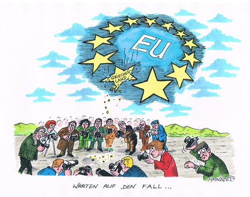 Cartoon: Griechenland vor dem Absturz (medium) by mandzel tagged griechenland,eu,absturz,euro,griechenland,eu,absturz,euro