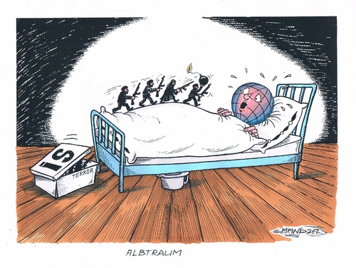 Cartoon: IS-Terror (medium) by mandzel tagged terror,is,welt,angst,albtraum,terror,is,welt,angst,albtraum