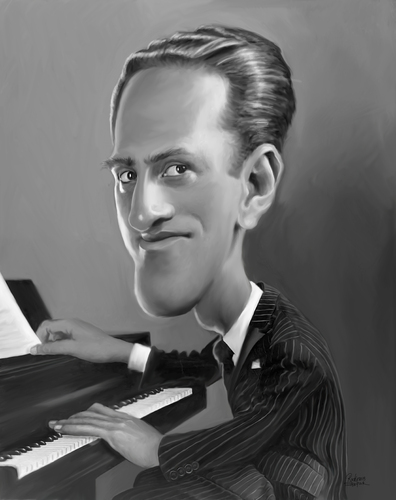 Cartoon: George Gershwin (medium) by rocksaw tagged george,gershwin