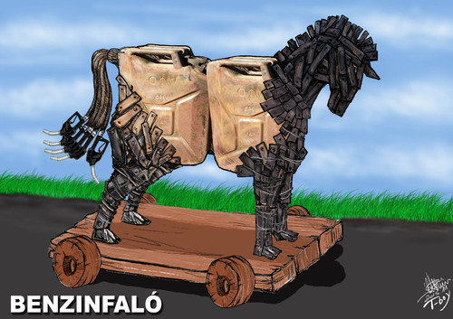 Cartoon: BENZINFALO (medium) by T-BOY tagged benzinfalo