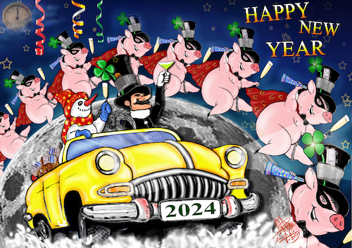Cartoon: HAPPY NEW YEAR 2024 (medium) by T-BOY tagged happy,new,year,2024