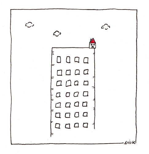 Cartoon: Tu es nicht! (medium) by Oliver Kock tagged haus,hochhaus,trauer,sorge,suizid,selbstmord,absturz,verzweiflung