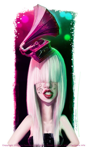 Cartoon: Gaga (medium) by fantasio tagged portraiture,stage,musician,gaga,lady