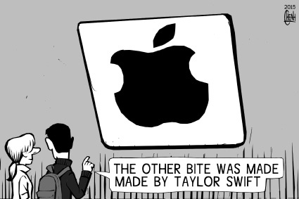 Cartoon: Taylor Swift Apple bite (medium) by sinann tagged taylor,swift,apple,bite