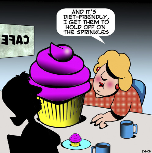 Cartoon: Cupcakes (medium) by toons tagged dieting,cupcakes,obese,health,overweight,sweet,tooth,fat,dieting,cupcakes,obese,health,overweight,sweet,tooth,fat