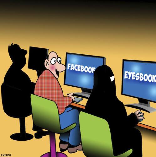 Cartoon: Eyesbook (medium) by toons tagged facebook,burka,burqa,islam,religion,internet,cafe,social,networks,updating,status,facebook,burka,burqa,islam,religion,internet,cafe,social,networks,updating,status