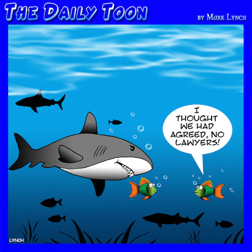 Cartoon: Lawyers (medium) by toons tagged lawyers,attorney,sharks,fish,legal,representation,divorce,lawyers,attorney,sharks,fish,legal,representation,divorce