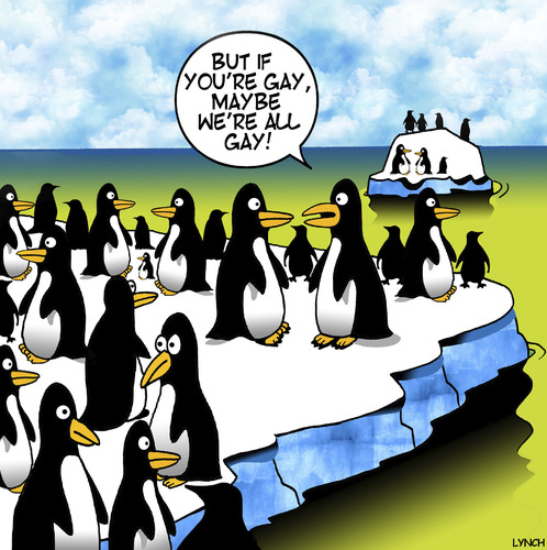 Cartoon: Maybe we are all gay (medium) by toons tagged penguins,gay,animals,arctic,penguins,gay,animals,arctic