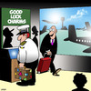 Cartoon: Good luck charms (small) by toons tagged aviation,airline,pilots,airports,good,luck,charms,passengers,captain,flight,crew,rabbits,foot