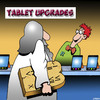 Cartoon: Tablet upgrade (small) by toons tagged ten,commandments,ipads,moses,phone,upgrade,smart,phones,kindle,reader