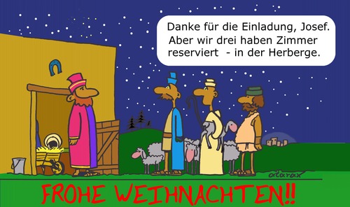 Cartoon: Herberge (medium) by tiefenbewohner tagged josef,weihnachten,herberge,christkind,hirten