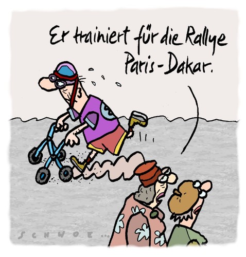 Cartoon: Rallye (medium) by schwoe tagged fitness,alter,senior,ralley,gehhilfe,rollator