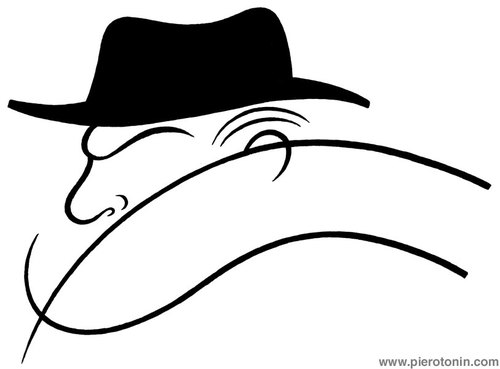Cartoon: Federico Fellini (medium) by Piero Tonin tagged piero,tonin,federico,fellini,director,directors,film,films,movie,movies,cinema,italy,italian,oscar,academy,awards,cinecitta