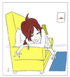 Cartoon: Waking Up (small) by omomani tagged woman,sofa,interior