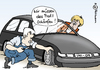Cartoon: Das Profil der Union (small) by Pfohlmann tagged union,cdu,csu,seehofer,merkel,bundeskanzlerin,profil,konservativ,auto,pkw,mechaniker,automechaniker,reifen,autoreifen,reifenprofil,regierung,bundesregierung