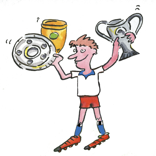 Cartoon: Fussball pokal (medium) by sabine voigt tagged fussball,pokal,endspiel,bundesliga,dfb,gewinnen,sport,tor