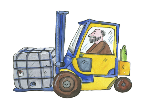 Cartoon: Gabelstabler Industie (medium) by sabine voigt tagged gabelstabler,industie,lager,arbeiter,arbeit,transport