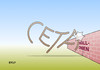 Cartoon: CETA Wallonien II (small) by Erl tagged ceta,freihandelsabkommen,eu,kanada,handel,zoll,wachstum,gefahr,verbraucherschutz,demokratie,schiedsgerichte,widerstand,belgien,wallonien,pferd,springreiten,hindernis,wall,mauer,karikatur,erl